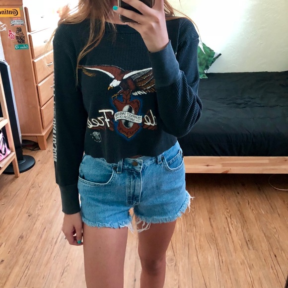 sold // vtg harley davidson crop long sleeve - Picture 3 of 8